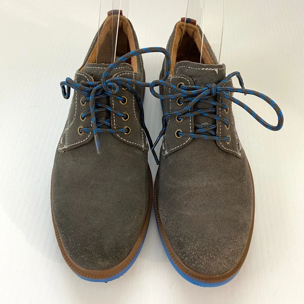 Florsheim Gray Suede Leather Lace Up Plain Toe‎ Oxford Shoes Blue Soles Boys 3M